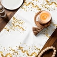 thumbnail image 3 of Happy Birthday Table Runner 72 Inches, Golden Balloons Ribbons Abstract Art Bed Runner Dresser Scarves Tabletop for Indoor Outdoor Parties/Ceremony/Banquet, 18" x 72", 3 of 8