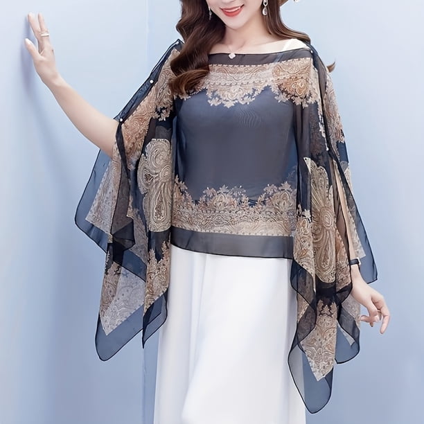 Stylish Paisley Print Chiffon Shawl - Perfect for Boho Trend, Sunscreen Wrap, Travel & Beach!