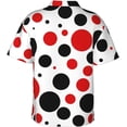 thumbnail image 2 of Dot Red and Black Mens Hawaiian Shirt Short Sleeve Casual Button Up Tropical Summer Beach Shirt, 2 of 9