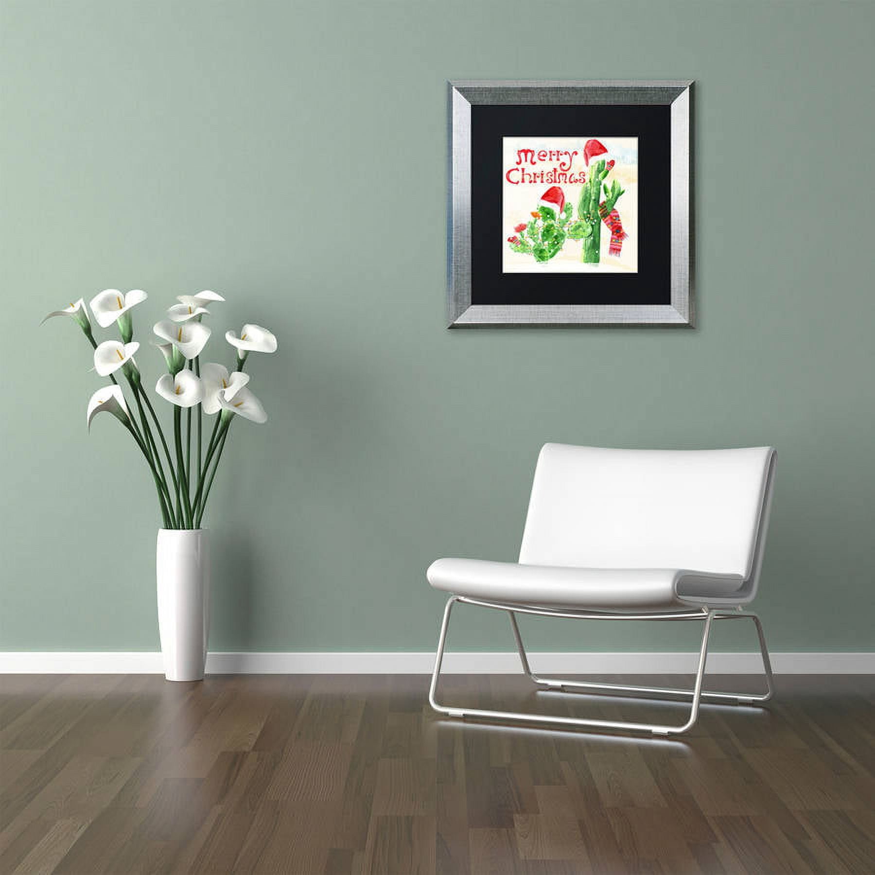 Trademark Fine Art "Xmas Cactus" Canvas Art by Lisa Powell Braun, Black Matte, Silver Frame