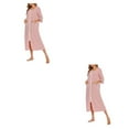 thumbnail image 1 of Qarigey Vestido de noche para mujer, informal, cuello redondo, doble bolsillo, cremallera, transpirable, Otoño Invierno, cárdigan, bata, ropa Rojo S 2piezas, 1 of 6