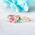 thumbnail image 5 of SHEKHAWATJEWELS 6 mm/ 0.75 Round Shape Pink Sapphire Engagement Ring Cluster Opal Emerald Ring For Women Yellow Gold Plated Silver Anniversary Gift For Her, 5 of 7