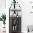 thumbnail image 3 of Estilo rural-style oak gray five-tier bar gabinete para de esquina almacenamiento con adjustable estantes y glass holder in dining room, 3 of 7