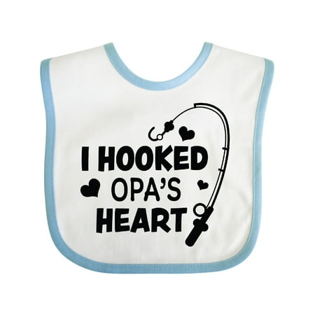 

Inktastic I Hooked Opa s Heart with Fishing Rod Gift Baby Boy or Baby Girl Bib