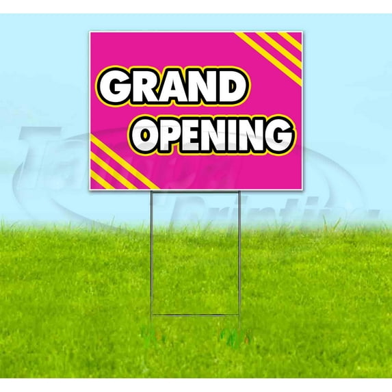 Grand Opening (18" x 24") Yard Sign, Includes Metal Step Stake