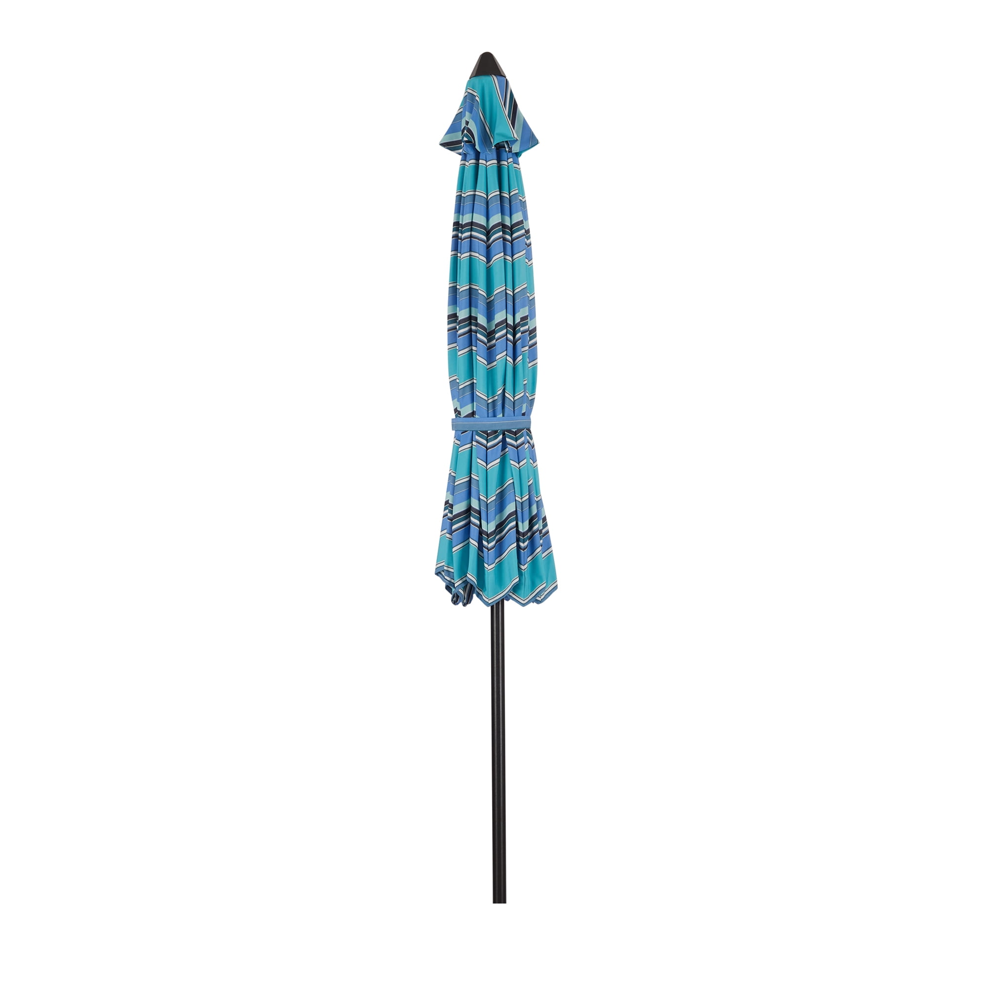 Iwicker 9Ft Patio Umbrella Sunbrella Outdoor Aluminum Market Umbrella with Crank and Push Button Tilt, Blue Stripe
