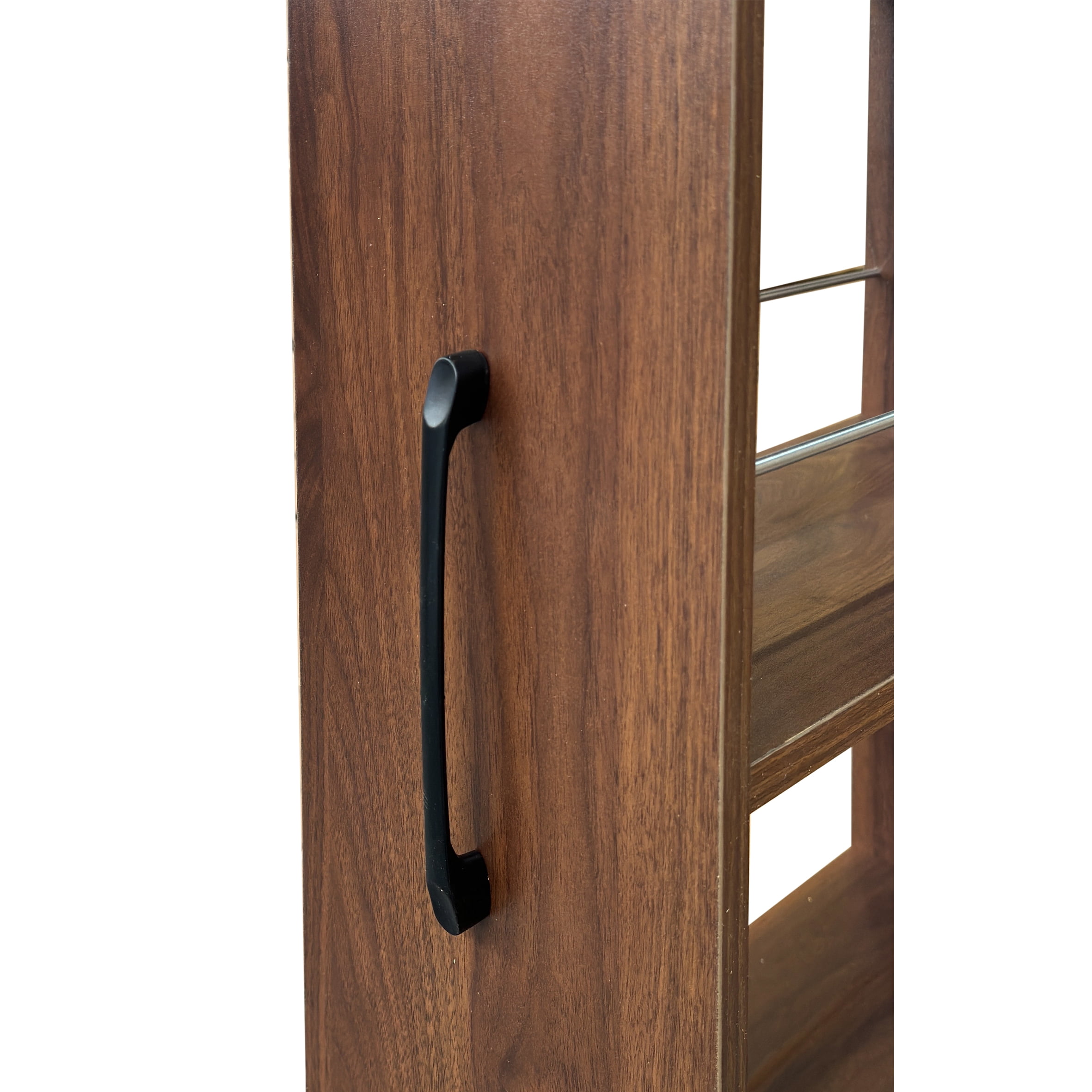 7-Tier Slim Pull-Out Storage Shelf Rolling Utility Cart for Narrow Kitchen Spaces, Walnut