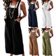 thumbnail image 5 of Txlixc Babero de ocio femenino, pantalones de verano sin mangas de piernas anchas de color sólido, con bolsillos Txlixc moda, 5 of 5