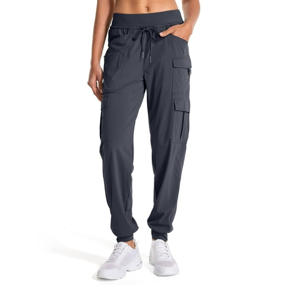 FEN AI Womens Cargo Joggers Hiking Pants Lightweight Quick Dry Water Resistant Travel Casual Pant for Women with 8 Pockets Gary