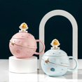 thumbnail image 4 of 400ml Astronaut Space Planet Mug with Lid and Spoon for Coffee, Milk, Gift Birthday for Girl Boy WomenWhite+Dark Blue, 4 of 5