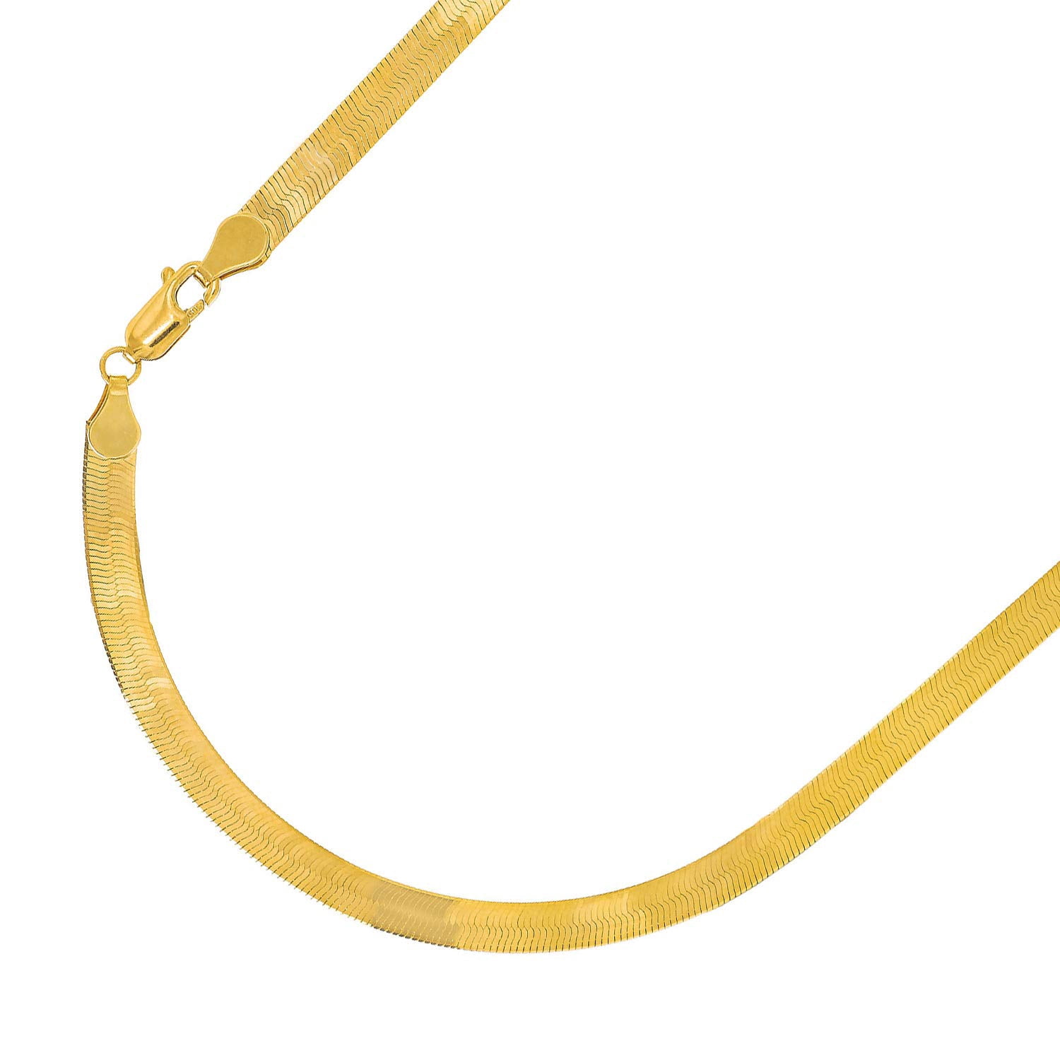 JewelStop 10k Solid Yellow Gold 5mm Super Flexible Silky Imperial Herringbone Necklace (22 in)