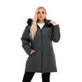thumbnail image 4 of Women's Long Sleeve Hooded Jacket Outdoor Wind Warm Overcoat Windbreaker Winter, 4 of 7
