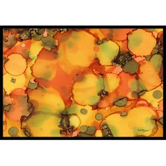 Abstract in Orange & Greens Indoor or Outdoor Mat, 24 x 36 in.