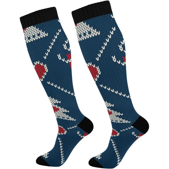 GZHJMY Christmas Compression Socks, Women Men Long Stocking (20-30mmHg), Travel Knee High Stockings for Athletic Sports,Running,Cycling,Nursing