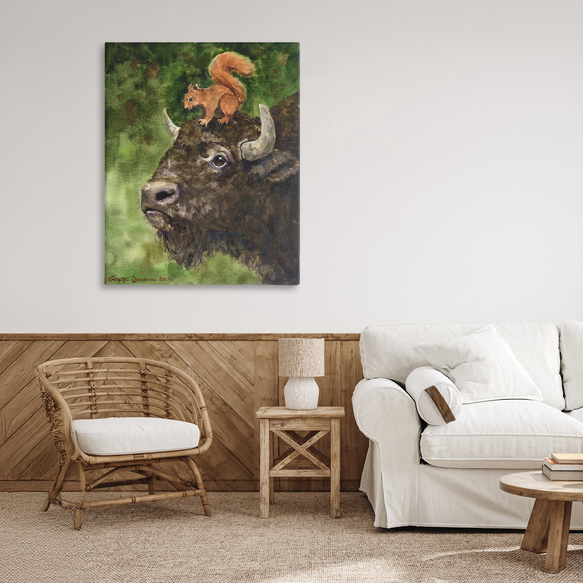 Stupell Industries Bison & Squirrel Duo Canvas Wall Art, design by George Dyachenko