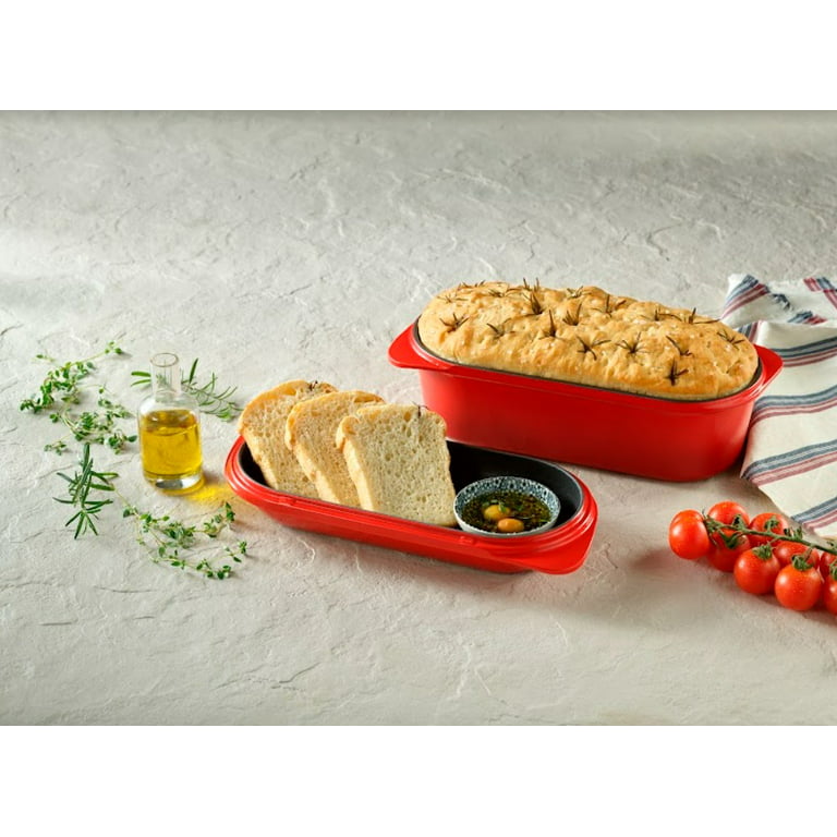 Lava Cast Iron Artisan Bread Baker, Enameled Cast Iron Bread Oven,  Rectangle Loaf Pan, Sourdough, Italian, French Bread Baking Pan, Bread Kit  with Lid (Red, 9.5 by 10.5) 