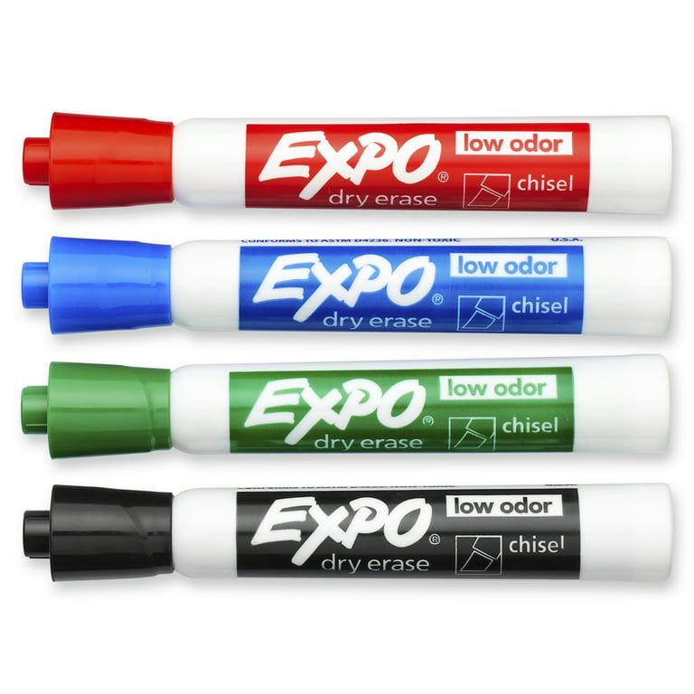 Low-Odor Dry-Erase Marker, Broad Chisel Tip, Assorted Pastel Colors, 4/Set  - Reliable Paper