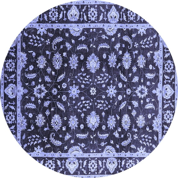 Ahgly Company Indoor Round Oriental Blue Traditional Area Rugs, 7' Round