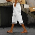 thumbnail image 2 of Outfmvch Capri Pants for Women Pull On Pants Yoga Capri Pants Paper Bag Pants Cropped Pant Wide Leg Palazzo Cropped Linen Pants Women Gaucho Pants for Women Hiking Wide Leg Pants High Waisted White L, 2 of 7