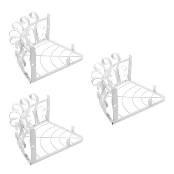 SOPOTUTU Hanging Flower Stand White Iron Wall Mounted for Storage 3Pcs