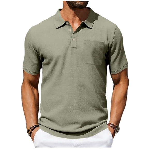CHGBMOK Mens Henley Shirts Short Sleeve Casual Basic Tees Classic Summer Solid Linen T Shirts with Pockets