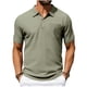 thumbnail image 1 of Casual de Manga Corta de los Hombres Medio Botón Solapa Blusa Superior, Tela de Poliéster Transpirable para Todo el Uso de Temporada, 1 of 7