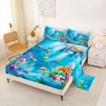 thumbnail image 2 of Manfei Cartoon Animals Bed Sheets,Ocean Themed Art Full Size Sheets,Blue,4-Piece,1 Flat Sheet, 1 Fitted Sheet and 2 Pillowcases, 2 of 7