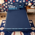 thumbnail image 4 of Meiyoeat Eat Sleep Hockey Print Zipper Full Size Comforter Sets with Fitted Sheet and 2 Pillowcases, Ball Gamer Zipper Bedding Set, Navy Light Blue,4pcs,Navy Blue Reversible, 4 of 6