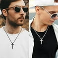 thumbnail image 3 of 14K gold plating Cross Necklace for Men, Silver/Black/Gold/Stainless Steel Cross Pendant Necklace for Men Box Chain Circumference 27.5 Inch, 3 of 8