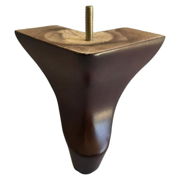 Furniture Legs Wood - Set of 4 - 5 Inch Dark Mahogany Rubber Wood Legs - 5/16 Inch Thread - Couch Legs, Chair Legs, Ottoman Legs, Replacement Feet Brown