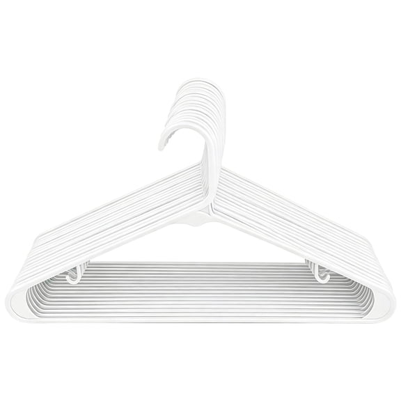 Fmnung 5 Pack Plastic Clothes Hangers, Heavy Duty White Hangers with Hooks for Ties and Belts, Non-Slip Durable Wardrobe Organizer for Coats, Shirts, and Suits