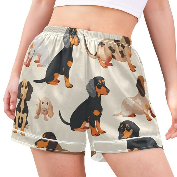 joogoo Women's Pajama Lounge Shorts Cute Dachshund Dog Bottoms Sleep Short M