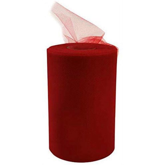 Red Tulle Ribbon Christmas Decor - 6" x 100 Yards, Memorial Day, 4th of July, Wreath, Valentine's Day, President's Day