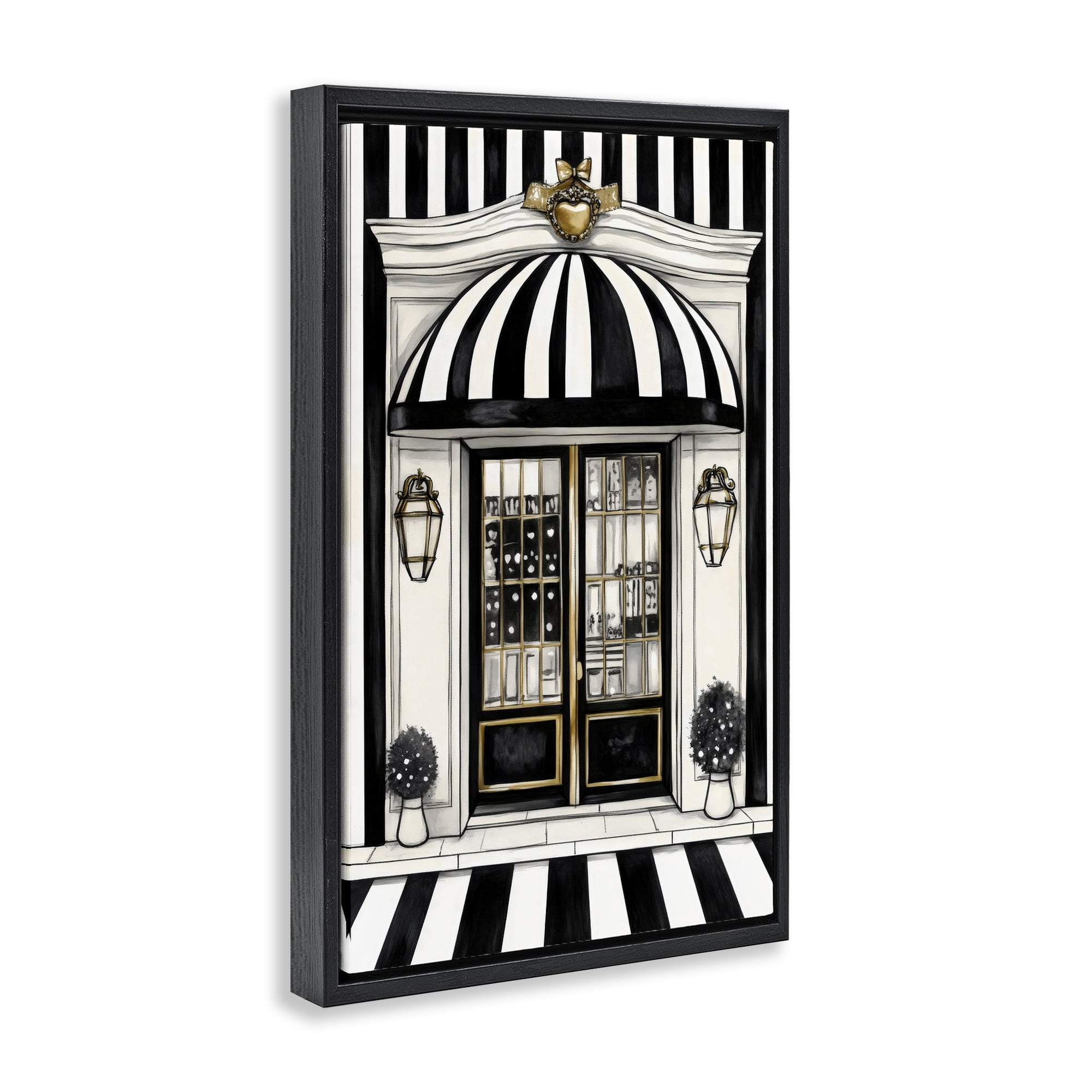 Stupell Industries Paris Storefront Facade Black Framed Floater Canvas Wall Art, design by Petal Prints Design