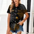 thumbnail image 4 of Funny Halloween Shirts for Women Plus Size V Neck Short Sleeve Button Down Fall Holiday Halloween T Shirts, 4 of 4
