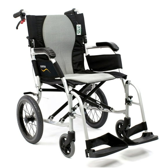 Karman Healthcare Ergonomic Transport Wheelchair with Removable Footrest, 18", 18 Pound