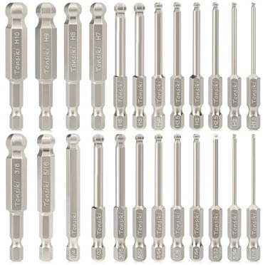 Tonsiki Hex Head Allen Wrench Drill Bit Set 24pcs (Metric&SAE), 1/4” Hex-Shank S2 Steel Allen Key Drill Bit