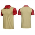 thumbnail image 2 of Fabrcox Men Polo Shirts Short Sleeve Quick Dry Color Block Mens Golf Shirts Collared Button Down Lightweight Office Outdoor Big and Tall Dress Shirts Men Beige XXXL, 2 of 6