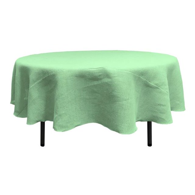 LA Linen Mint& Nappe Ronde en Toile de Jute Teintée TCBurlap72R-44; Mint - 72 in.
