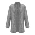 thumbnail image 3 of Lroplie Tops for Women 2024 Long Sleeve Womens Coats Sequins Glitter Party Shiny Lapel Rave Outerwear Jacket Gray 2XL, 3 of 4