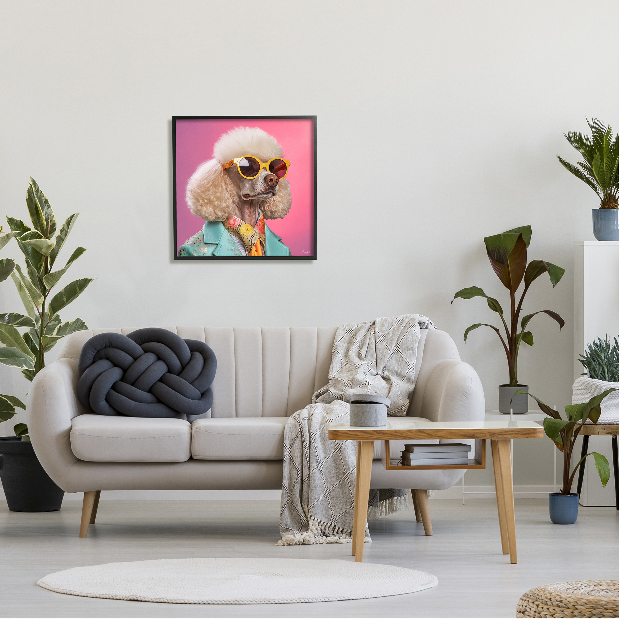 Stupell Industries Stylish Poodle Portrait Animals & Insects Painting Black Framed Art Print Wall Art, 24 x 24