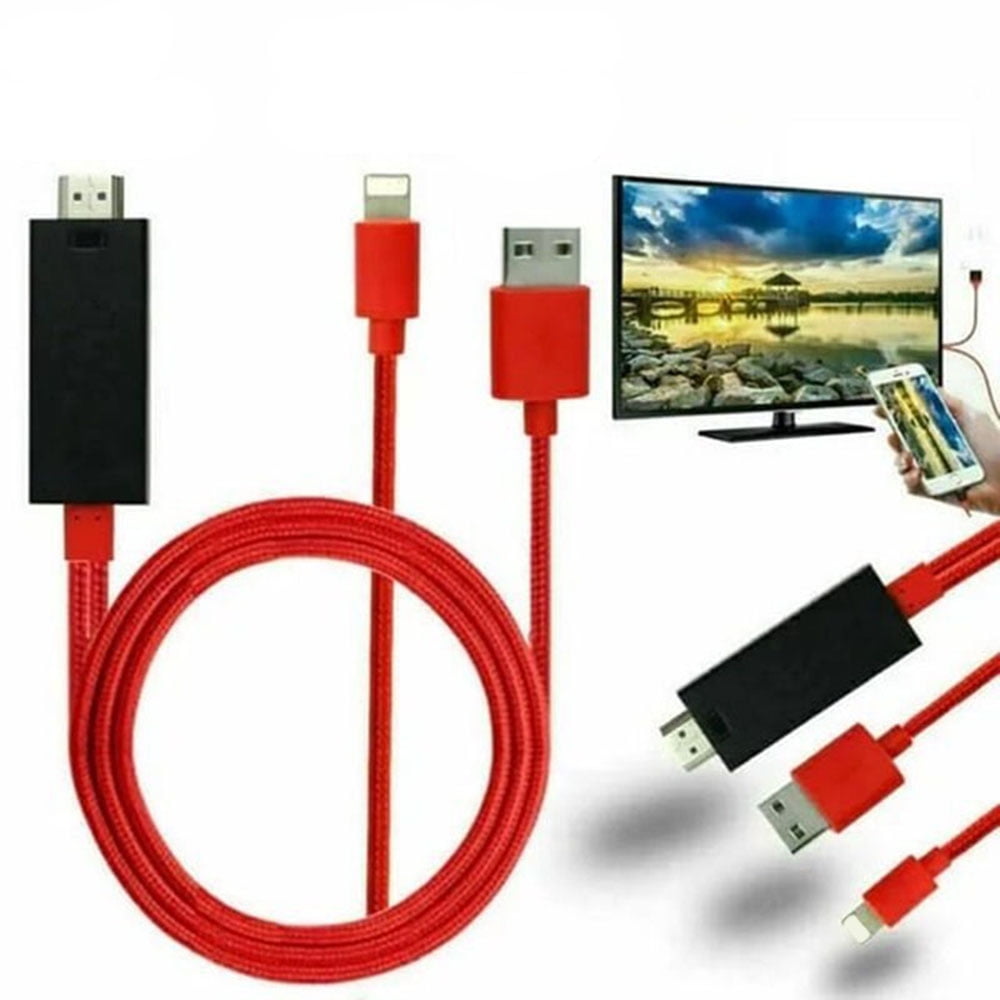 HDMI HD Cable, 6.6ft Hdtv Mirroring Cable Adapter for iPhone Digital AV Adapter 1080P HD Video Sync Screen Connector iPhone to HDMI for TV Projector Monitor