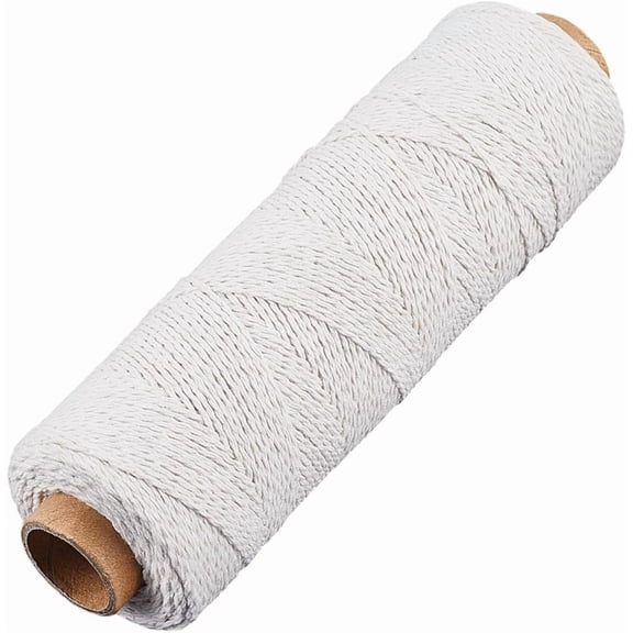 200M 1mm Cotton Cord Macrame Cord White Soft 3 Strand Twine Knitted Crochet Replacement String Yarn Rope Cords for Jewelry Making Bracelet Making Waxed Thread DIY Craft Supplies