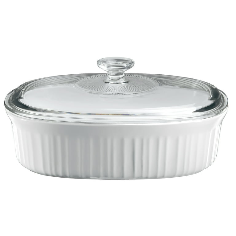 French White 2.5-Qt Oval Ceramic Casserole Dish with Glass Cover French White 2.5-Qt Oval Ceramic Casserole Dish with Glass Cover