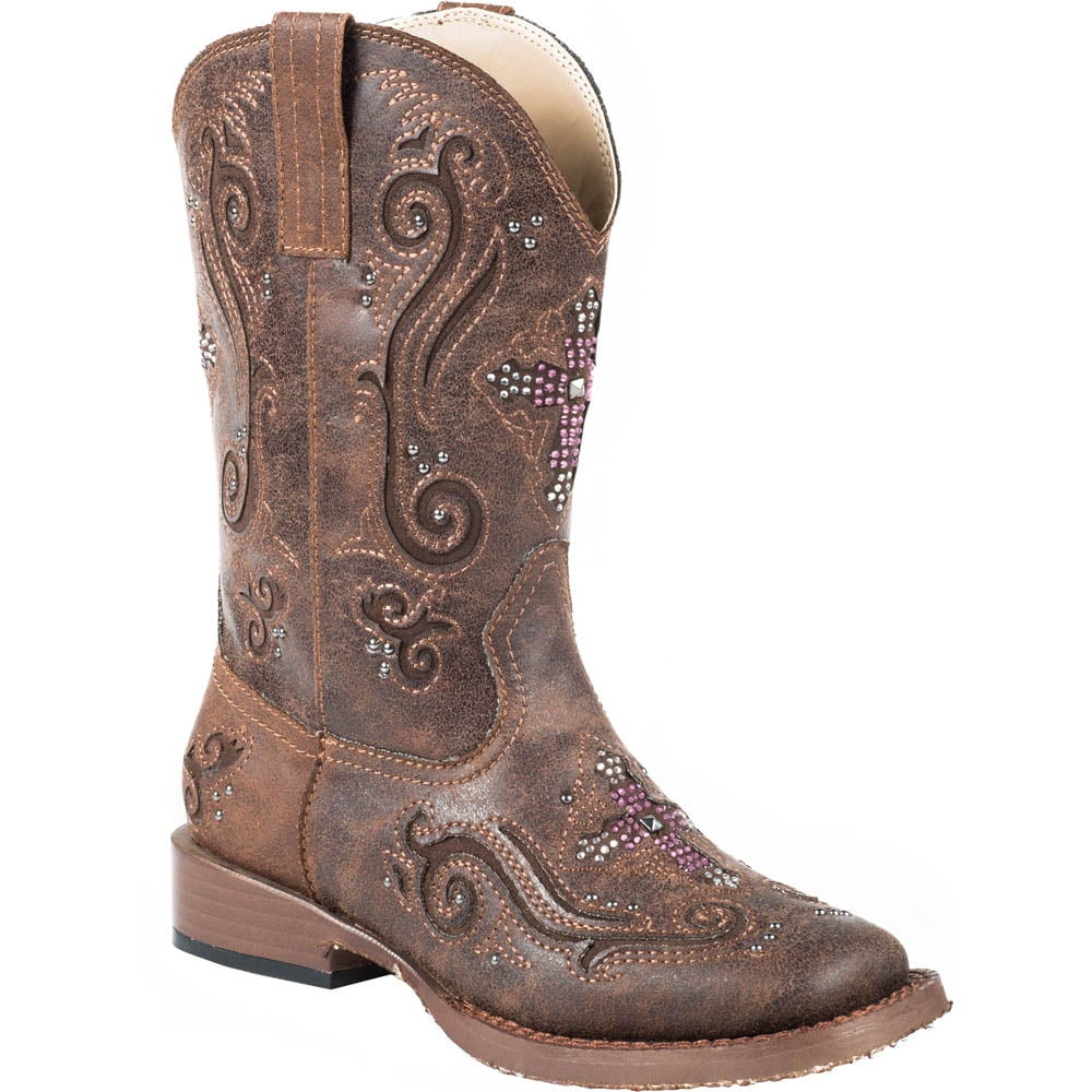 Roper Faith Square Toe Kids Girls Western Cowboy Boots Mid Calf - Brown ...