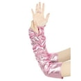 thumbnail image 5 of INSPIRE CHIC Women's Metallic Shiny Fingerless Gloves with Finger Loop Arm Warmers for Party Disco One Size Pink, 5 of 6