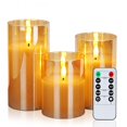 thumbnail image 1 of Set de 3 Velas de Pilar de Vidrio Amagic sin Llama con Luz LED, 1 of 7