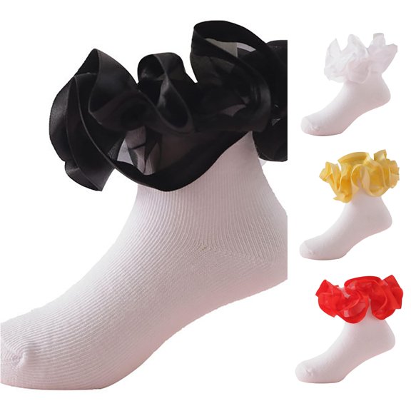 Toddler White Socks Floor Socks Lace Socks with Ripple and Ruffle Socks for Toddler Girls Fix Socks 1-3 Years