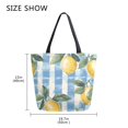 thumbnail image 5 of FORMRS Womens Canvas Tote Bag with Zipper Inner Pocket Shoulder Handbag, Retro Lemon Leaves, 5 of 7