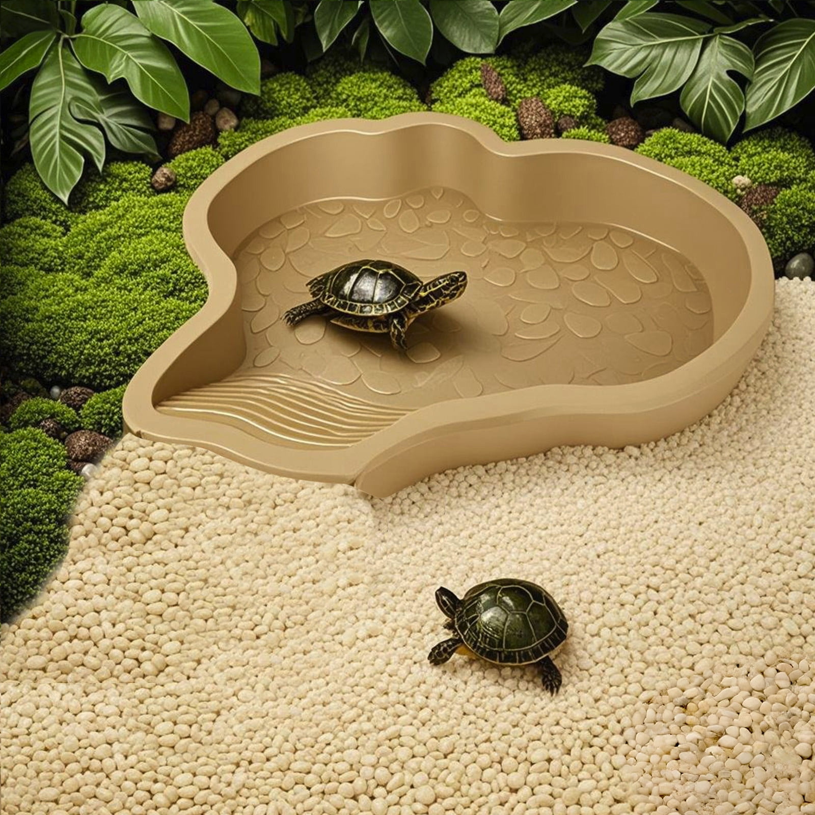 Large Reptile Bath Pool with Builtâin Ramp â ABS Tortoise Water Dish & Feeding Tub for Turtles, Lizards, & More